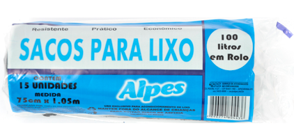 Saco para Lixo 100L em Rolo 15 unidades