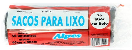 Saco para Lixo 50L em Rolo 30 unidades