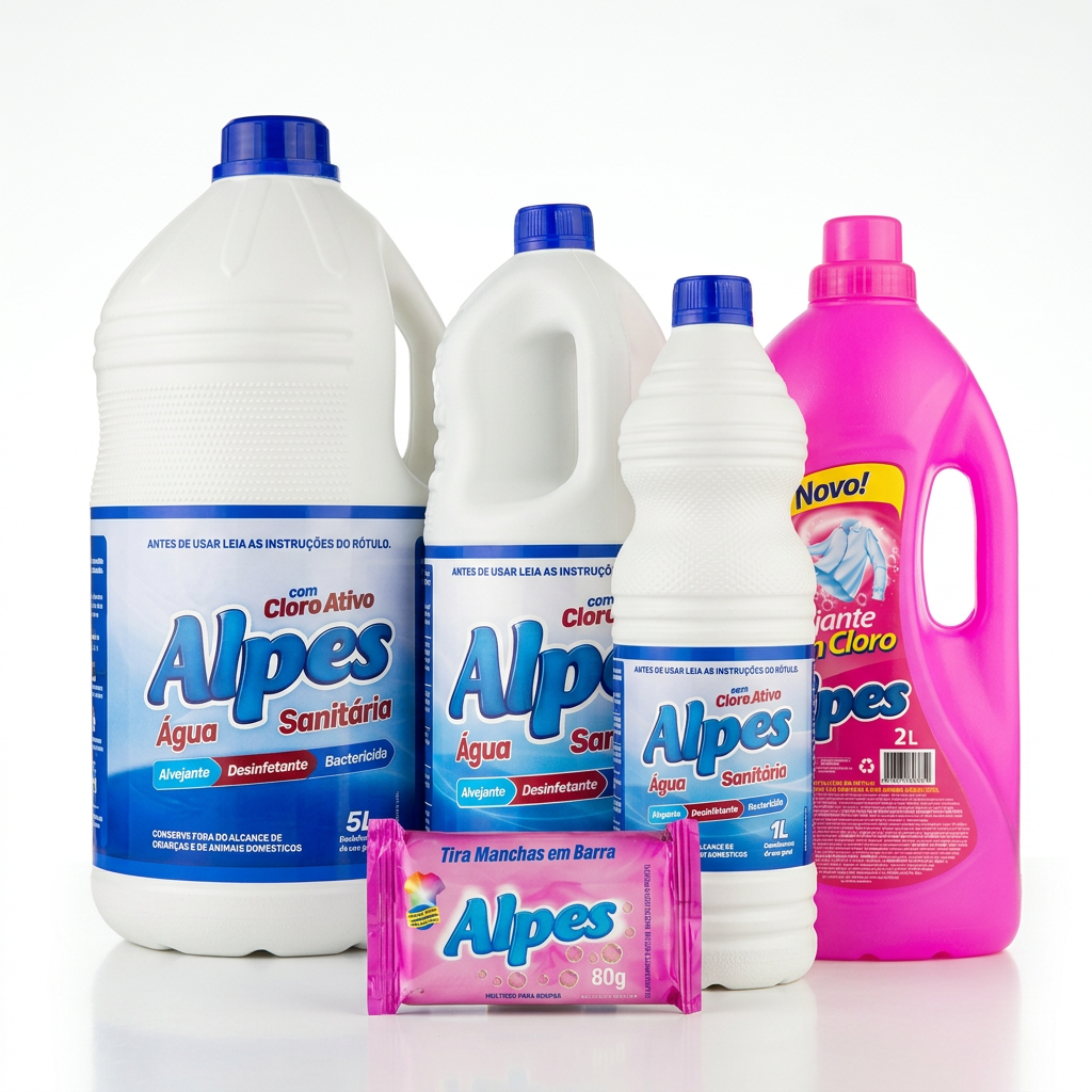 Água Sanitária e Tira Manchas Alpes